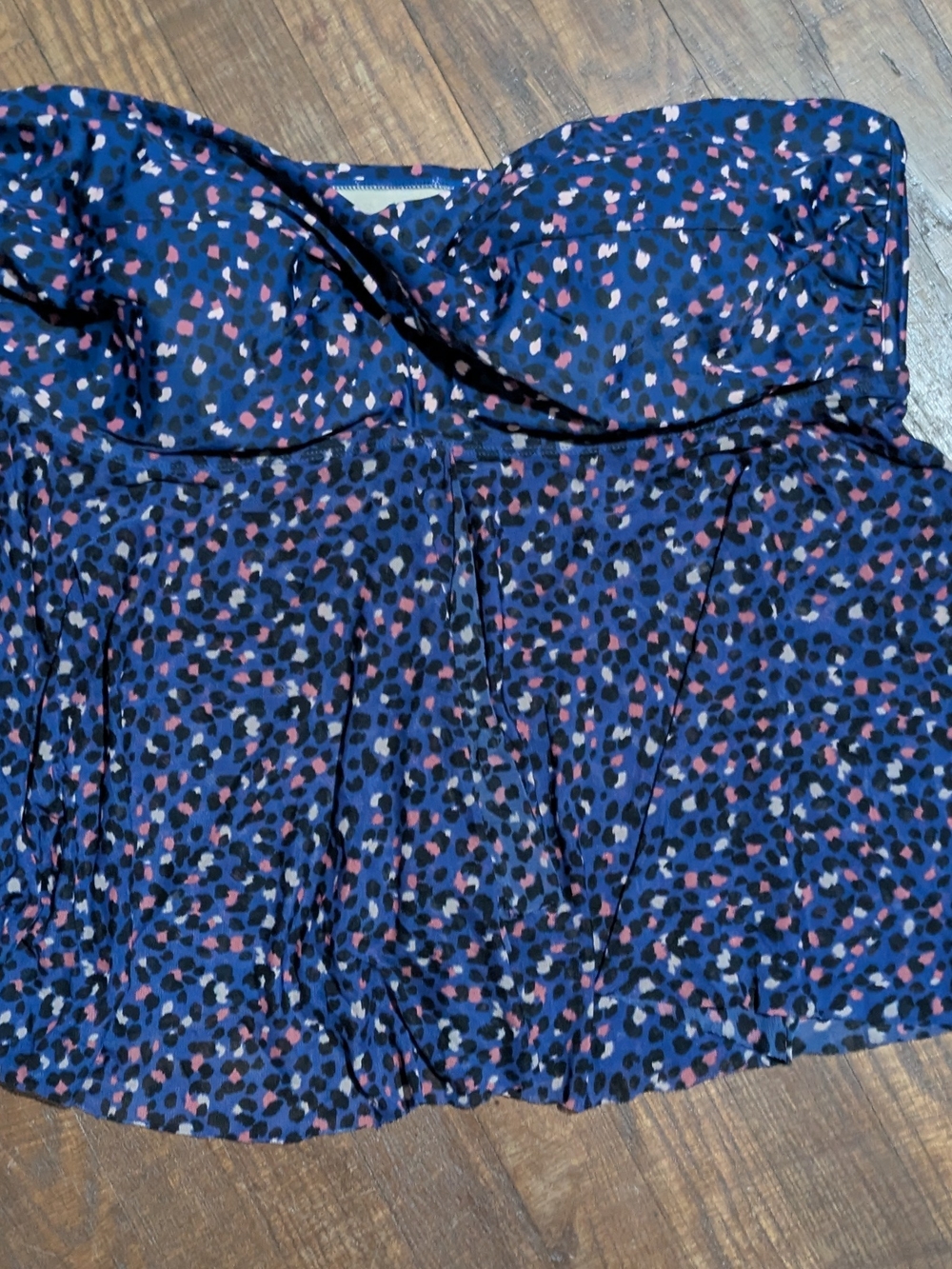 Kona Sol Navy Blue Leopard Print Skater Skirt with Pink Accents